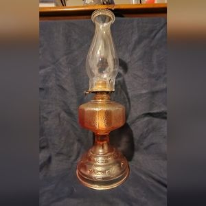 Vintage Amber Oil Lamp